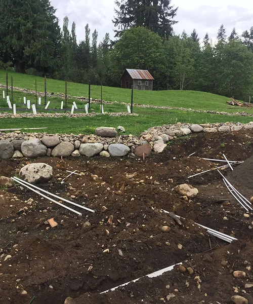 Rock Wall, Irrigation System & New lawn in Bonney Lake 